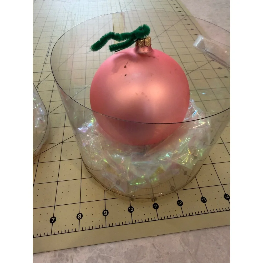 Fine European Glass Christmas Ornaments Matte Pink Set of 2 Large 3 Inch Ball